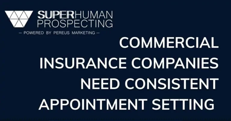 Superhuman Prospecting logo, insurance appointment setting ad