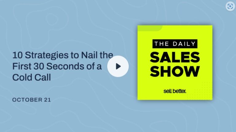 Sales podcast thumbnail with play button, October 21