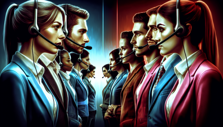 Illustration of diverse call center team with headsets