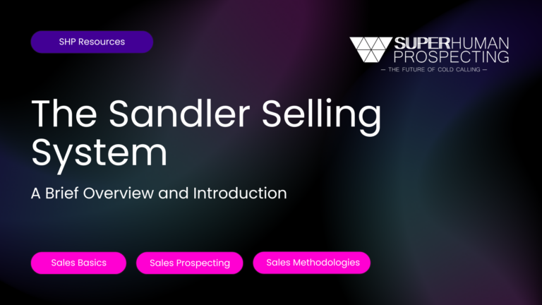 Sandler Selling System overview with button links for sales resources.