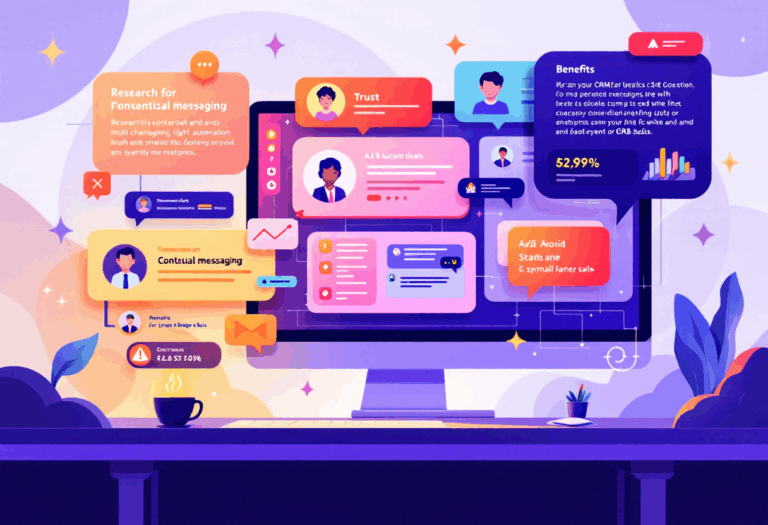 Colorful illustration of digital marketing and analytics dashboard