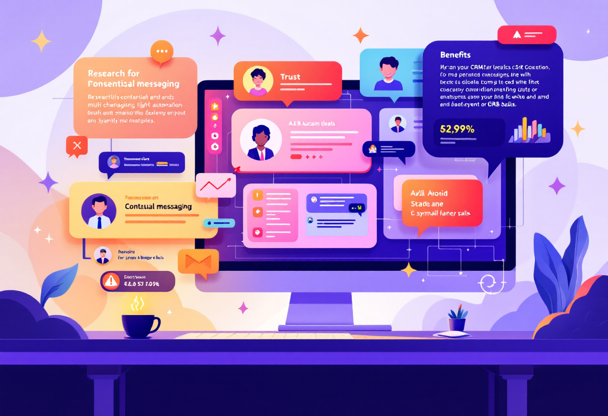Colorful illustration of digital marketing and analytics dashboard