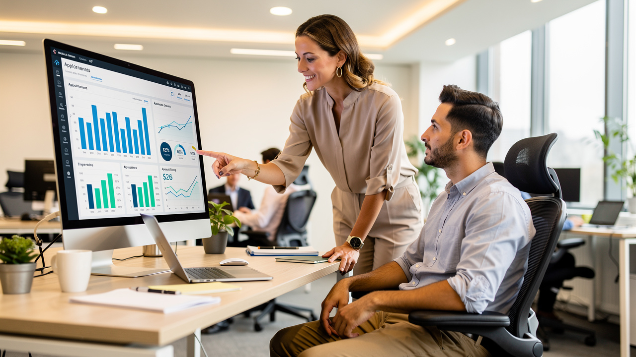 Sales team reviewing home improvement appointment setting performance metrics
