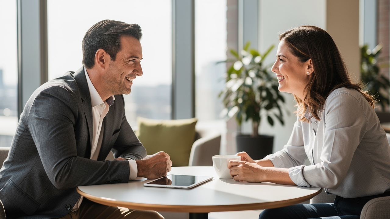 Account manager building strong customer loyalty in B2B meeting