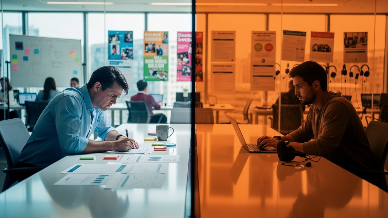 Sales and marketing teams working in separate silos