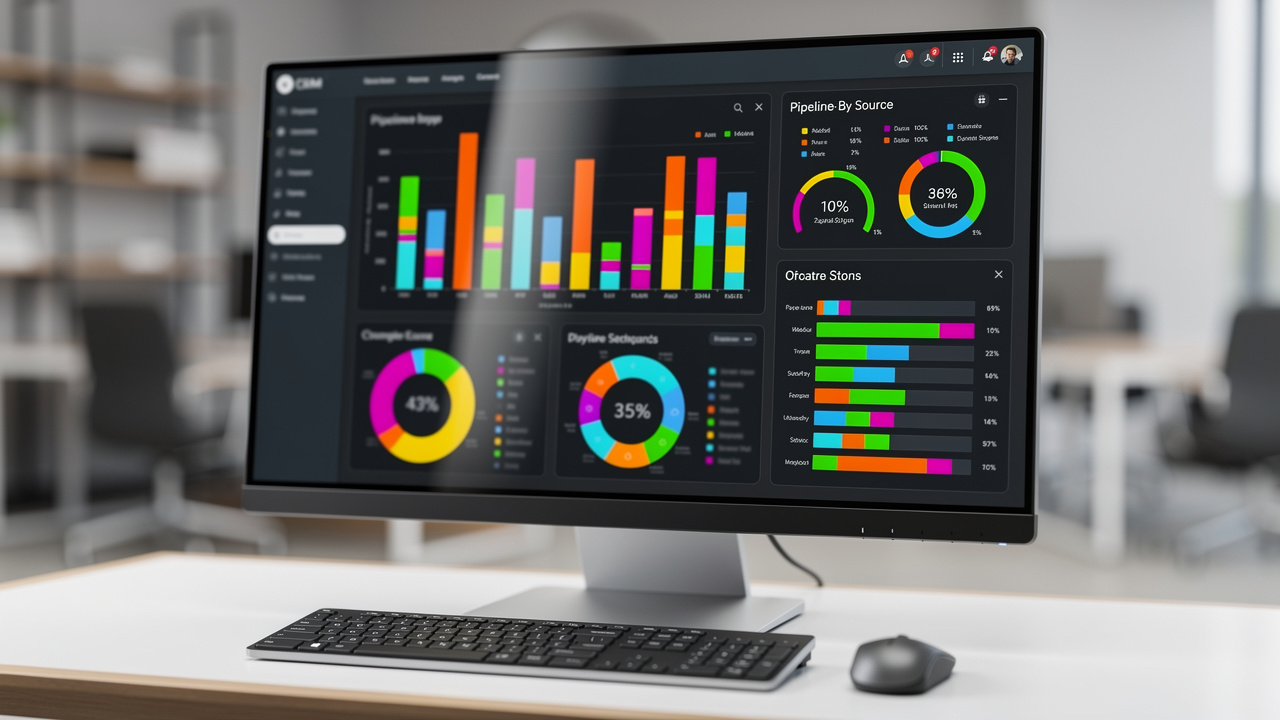 CRM software dashboard displaying pipeline distribution across multiple sales sources