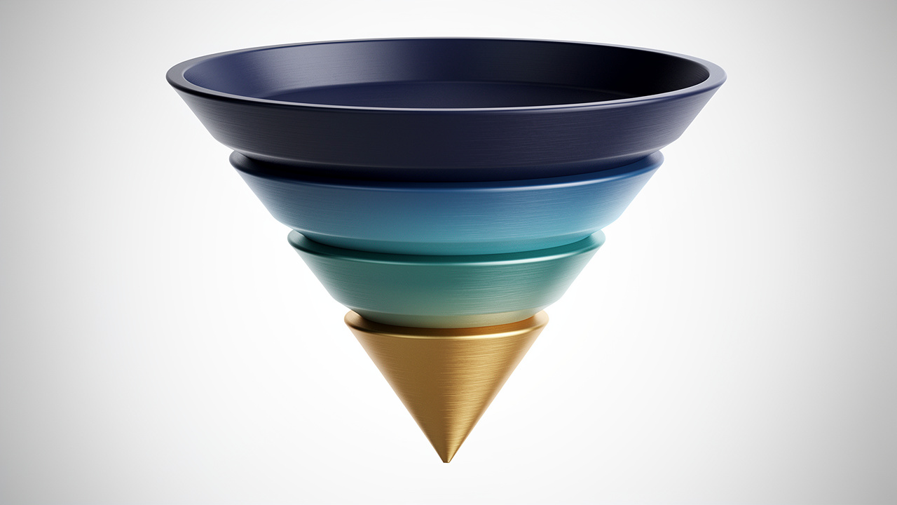 Sales pipeline funnel showing conversion stages and progression